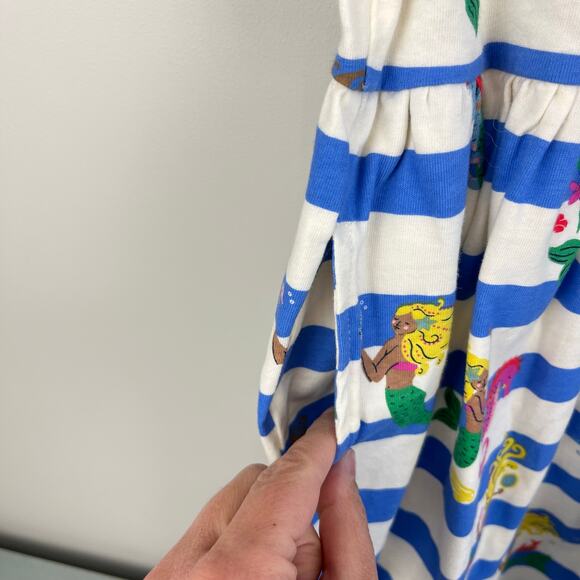 Mini Boden Short Sleeved Fun Jersey Dress Surf Blue Mermaid Stripe 7-8 - Picture 3 of 5